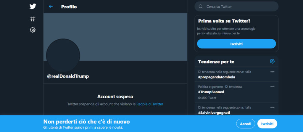 Twitter che limita Trump