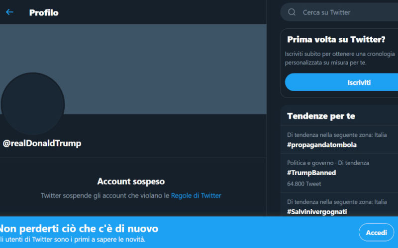 Twitter che limita Trump
