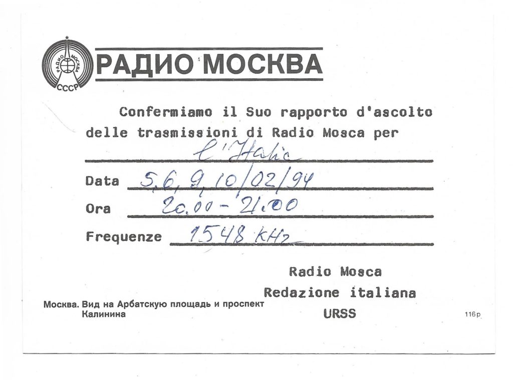 QSL di Radio Mosca